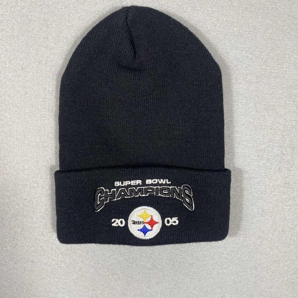 Vintage Pittsburgh Steelers Super Bowl XL Champions Hat Cap Beanie 2005 Black